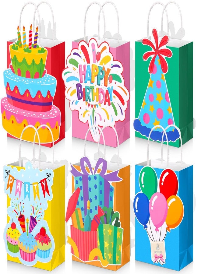 MotiMind 24 Pcs Birthday Gift Bags with Handles Paper Treat Goodie Party Bags Happy Birthday Decorations Party Supplies for Kids Adult - Image 1